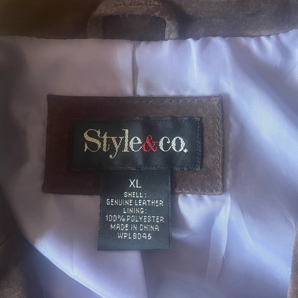 Vintage 90s Y2K Style & Co Long Suede Leather Jacket Coat Size XL Brown - Picture 6 of 12